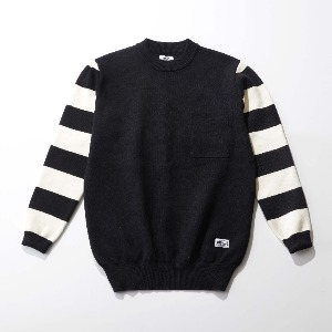 [인다이스 맨투맨] INDICE - Heavy Cotton Riding Sweater (Black/Stripe)